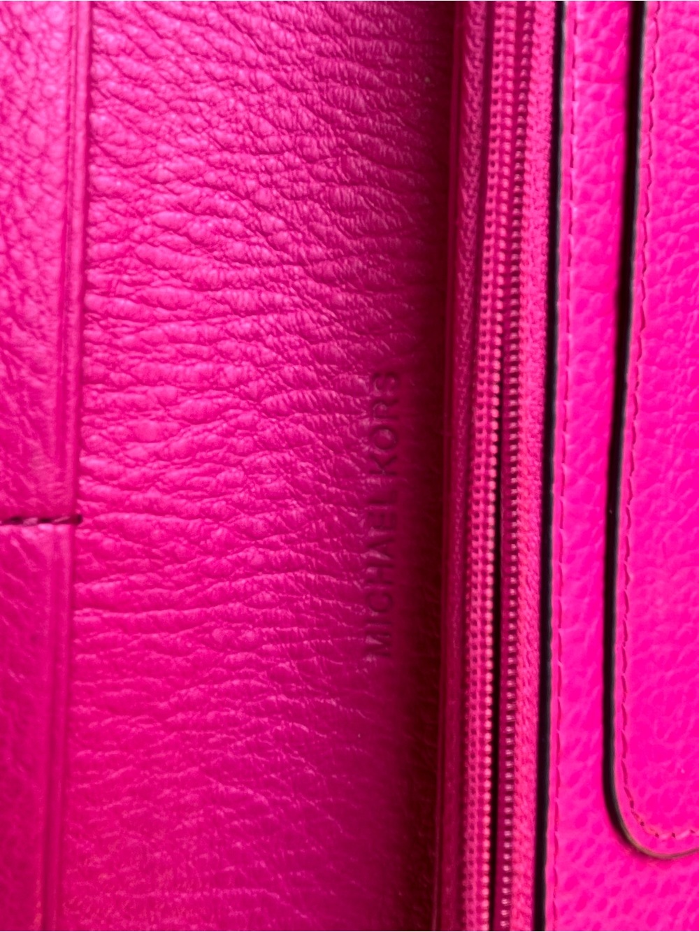 Michael Kors Hot Pink Pebbled Leather Wallet with Gold Logo - Picture 4 of 5